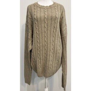 Silk Wool Cotton Mark Alexander Cable Knit Sweater Beige XL